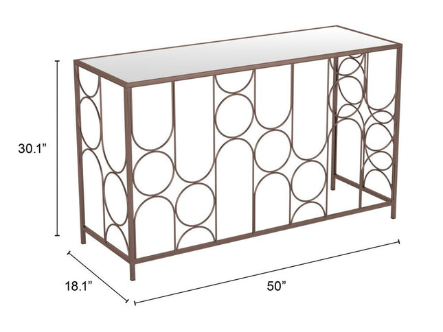 50" Bronze Mirrored Glass and Steel Frame Console Table