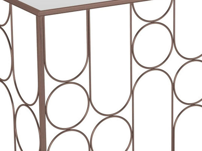 50" Bronze Mirrored Glass and Steel Frame Console Table