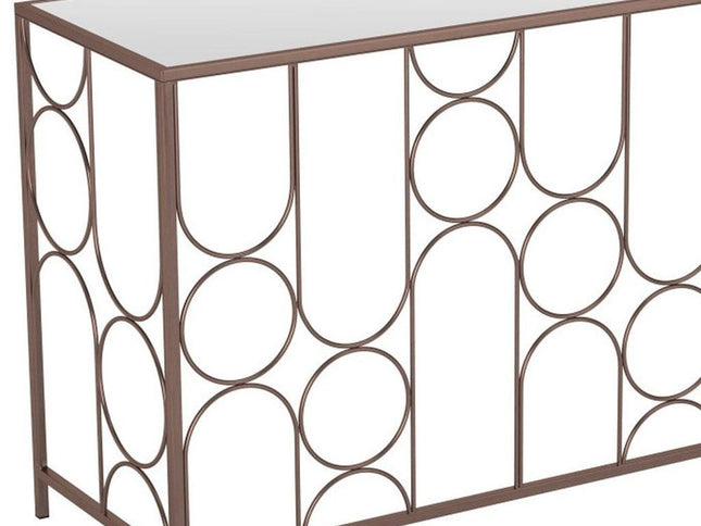 50" Bronze Mirrored Glass and Steel Frame Console Table