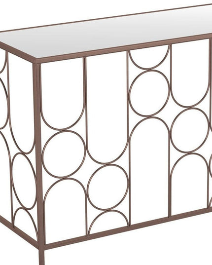 50" Bronze Mirrored Glass and Steel Frame Console Table