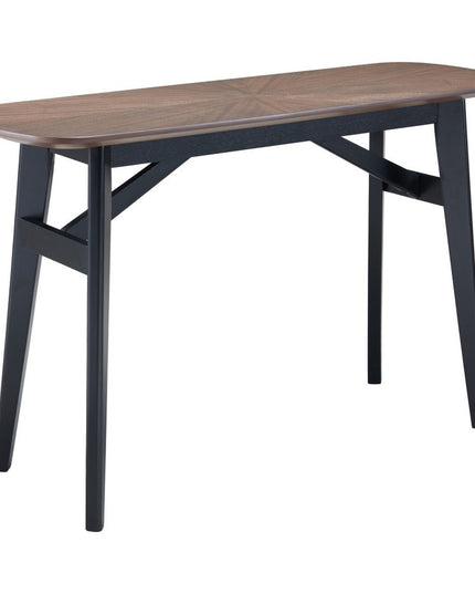 48" Espresso and Black Solid Wood Oval Console Table