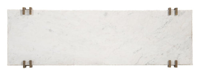 55" White and Bronze Genuine Marble and Iron Console Table