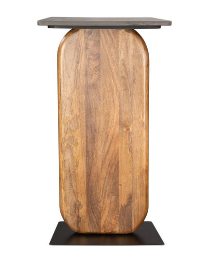 43" Black and Brown Genuine Marble and Solid Wood Solid Console Table