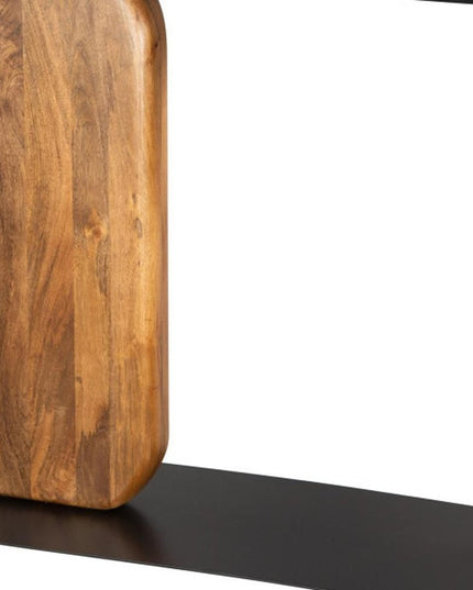 43" Black and Brown Genuine Marble and Solid Wood Solid Console Table