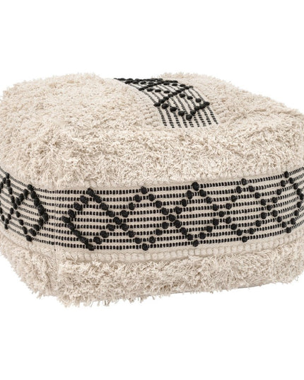 24" Black Cotton Round Ottoman