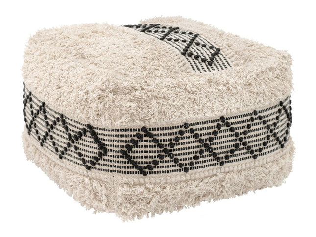 24" Black Cotton Round Ottoman