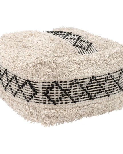 24" Black Cotton Round Ottoman