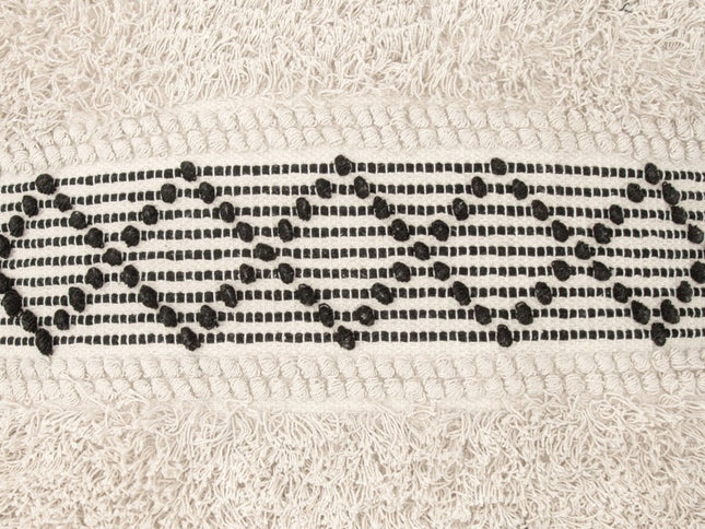 24" Black Cotton Round Ottoman