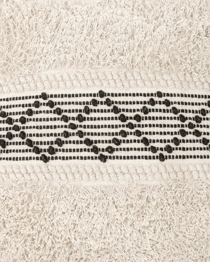 24" Black Cotton Round Ottoman