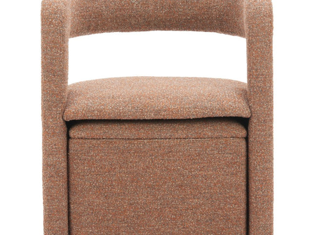 26" Brown Upholstered Arm Chair With Ottoman