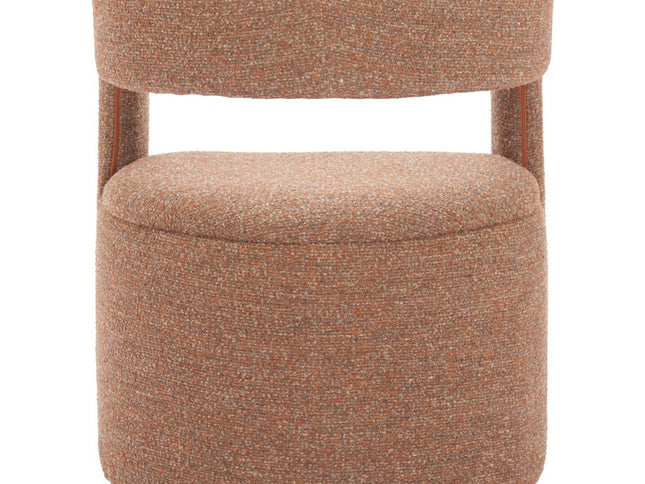 26" Brown Upholstered Arm Chair With Ottoman