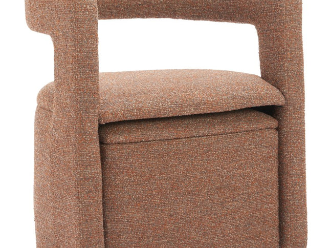 26" Brown Upholstered Arm Chair With Ottoman