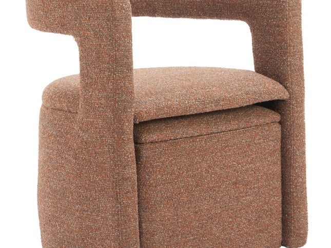 26" Brown Upholstered Arm Chair With Ottoman