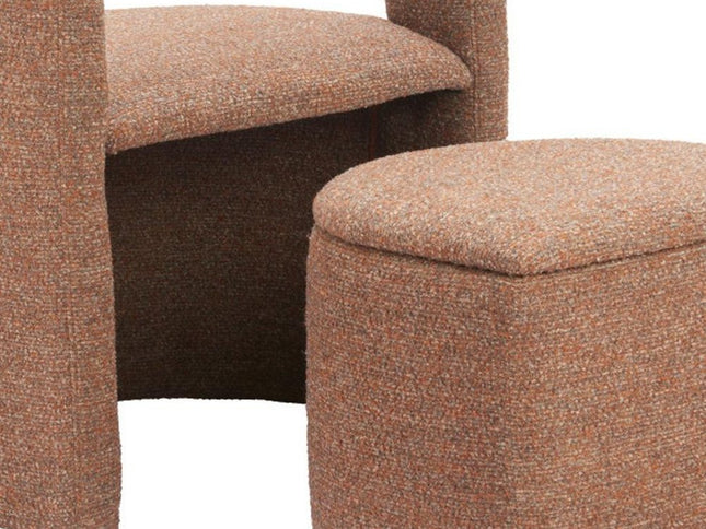 26" Brown Upholstered Arm Chair With Ottoman