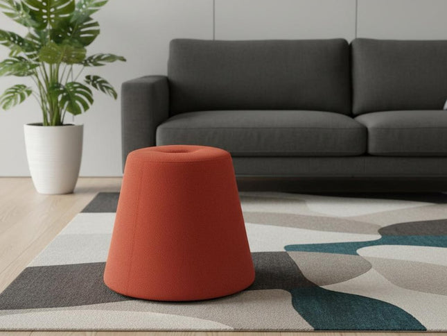 19" Red Fabric Round Ottoman