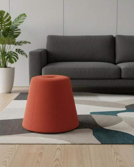 19" Red Fabric Round Ottoman