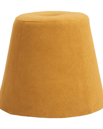19" Yellow and Orange Fabric Round Ottoman