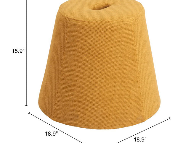 19" Yellow and Orange Fabric Round Ottoman