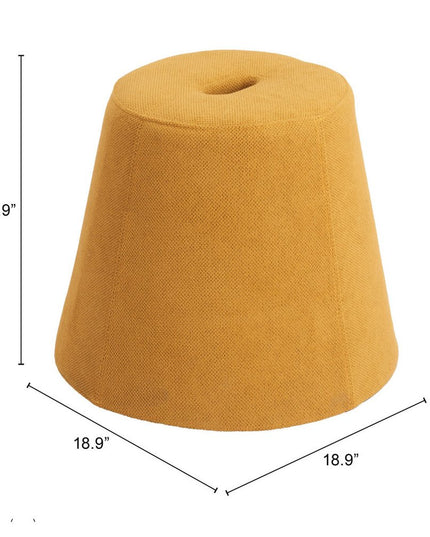 19" Yellow and Orange Fabric Round Ottoman
