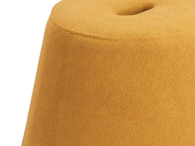 19" Yellow and Orange Fabric Round Ottoman