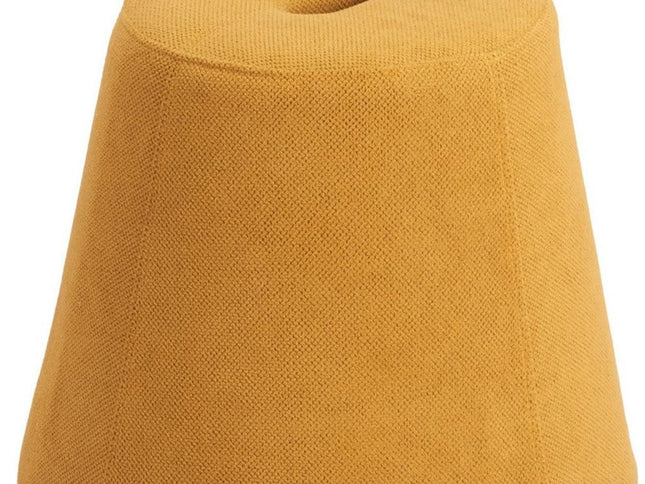 19" Yellow and Orange Fabric Round Ottoman