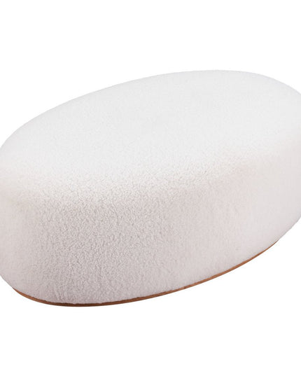 41" Cream and Gold Fabric Round Ottoman