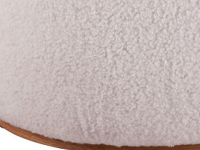 41" Cream and Gold Fabric Round Ottoman