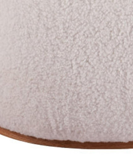 41" Cream and Gold Fabric Round Ottoman