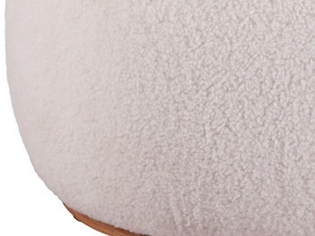 41" Cream and Gold Fabric Round Ottoman