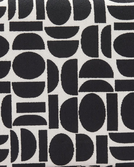 20" White and Black Fabric Round Ottoman