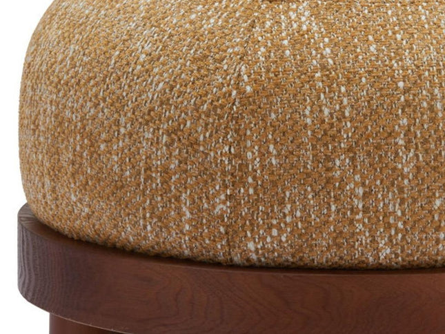 23" Yellow and Brown Fabric Ottoman