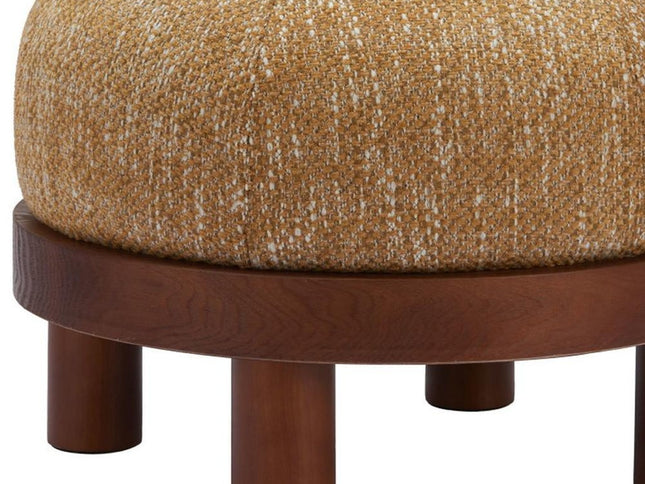 23" Yellow and Brown Fabric Ottoman