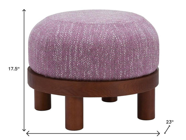 23" Brown Fabric Round Ottoman