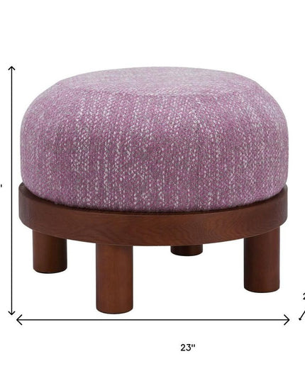 23" Brown Fabric Round Ottoman
