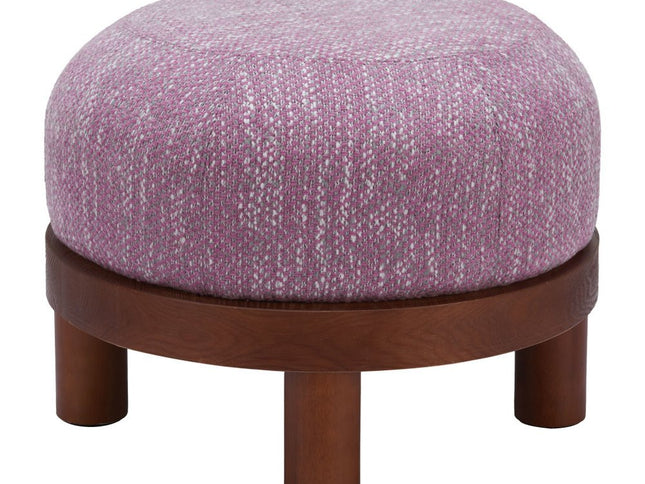 23" Brown Fabric Round Ottoman
