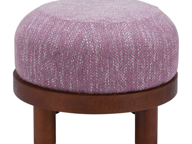 23" Brown Fabric Round Ottoman