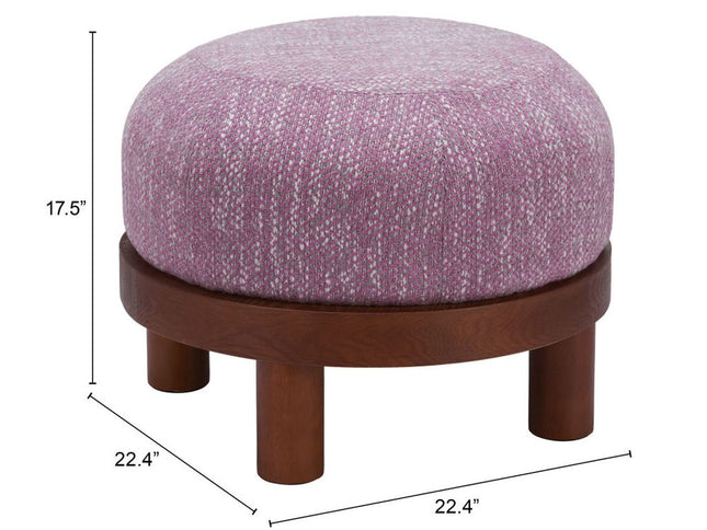 23" Brown Fabric Round Ottoman