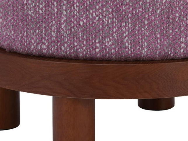 23" Brown Fabric Round Ottoman