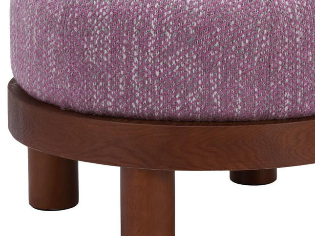 23" Brown Fabric Round Ottoman