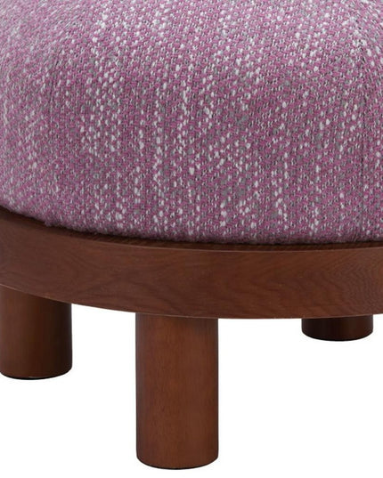 23" Brown Fabric Round Ottoman