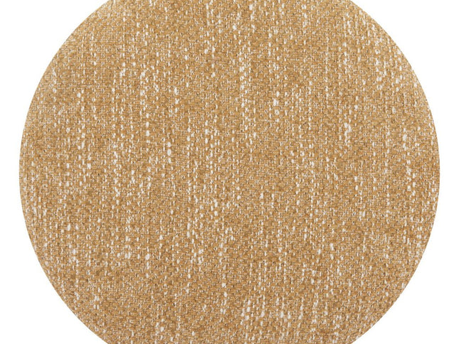 21" Yellow and Natural Fabric Round Ottoman With Storage