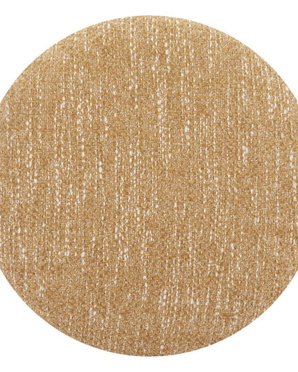 21" Yellow and Natural Fabric Round Ottoman With Storage