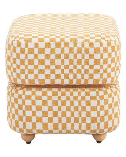 19" Natural and Yellow Fabric Ottoman