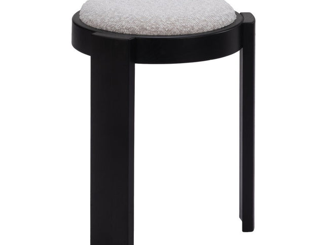 15" Gray and Black Fabric Round Ottoman