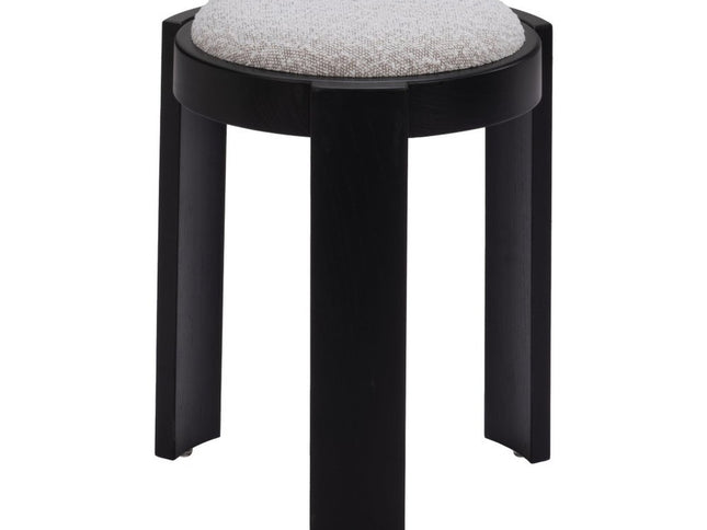 15" Gray and Black Fabric Round Ottoman