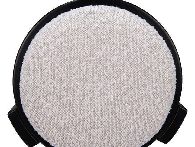 15" Gray and Black Fabric Round Ottoman