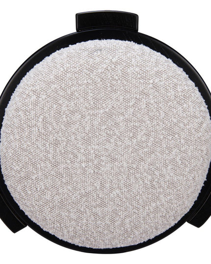 15" Gray and Black Fabric Round Ottoman