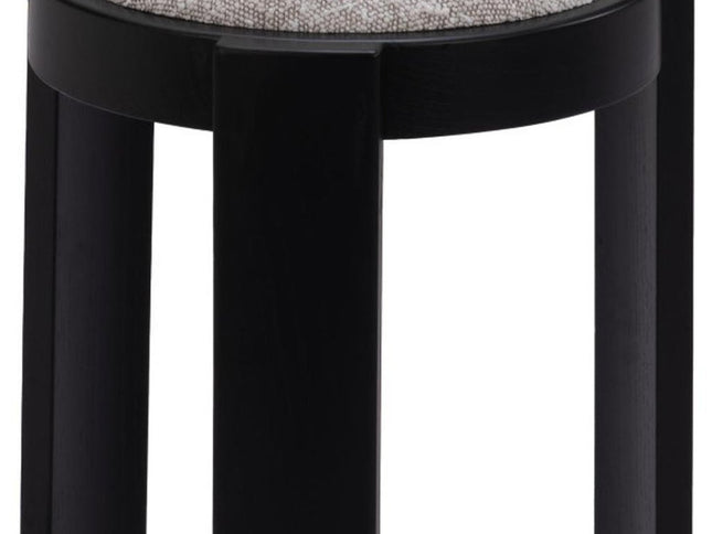 15" Gray and Black Fabric Round Ottoman