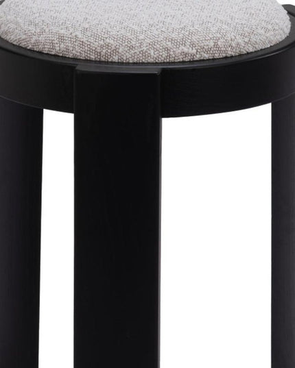 15" Gray and Black Fabric Round Ottoman