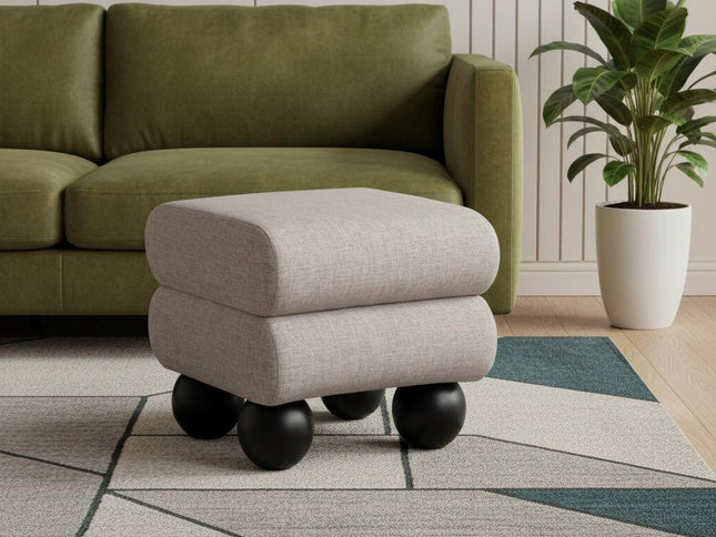 20" Gray and Black Fabric Ottoman